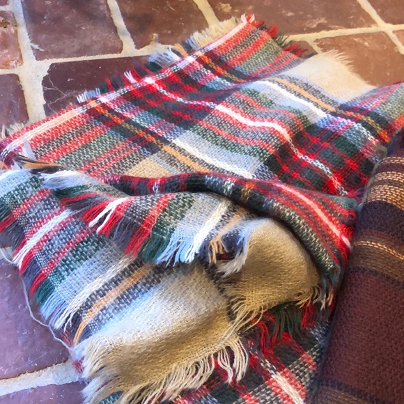 Two Oversized Plaid Scarves - Picture 2 of 6